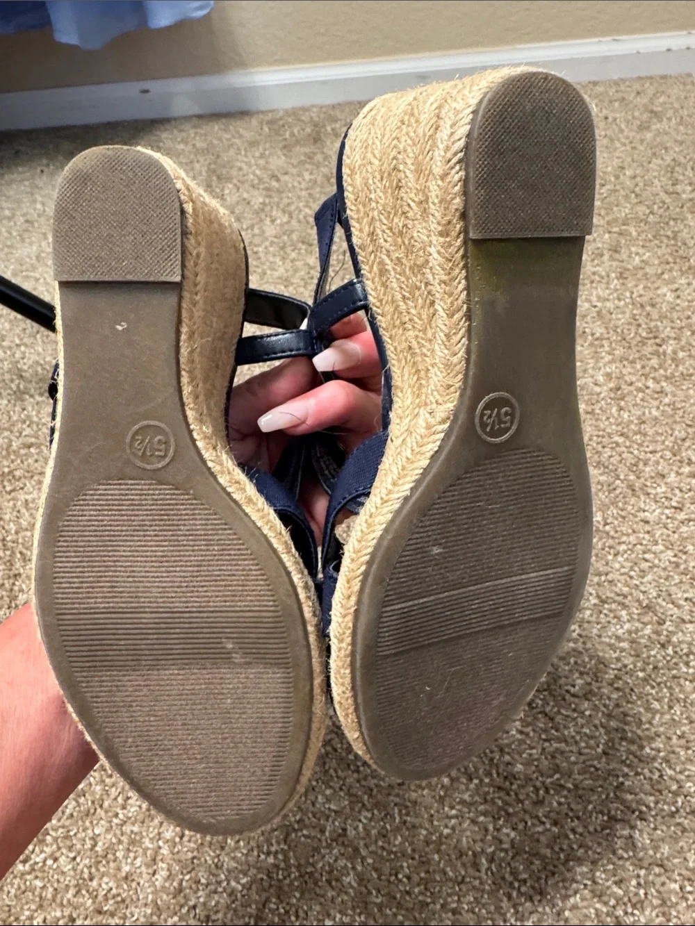 Merona  Navy Blue Espadrille Wedge Strappy Slingback Sandals SZ 5.5 summer